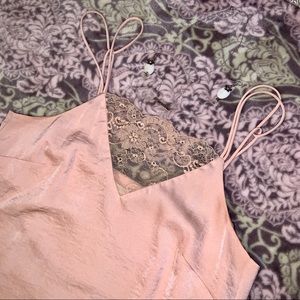 H&M Dusty Rose Lace Satin Cami Top